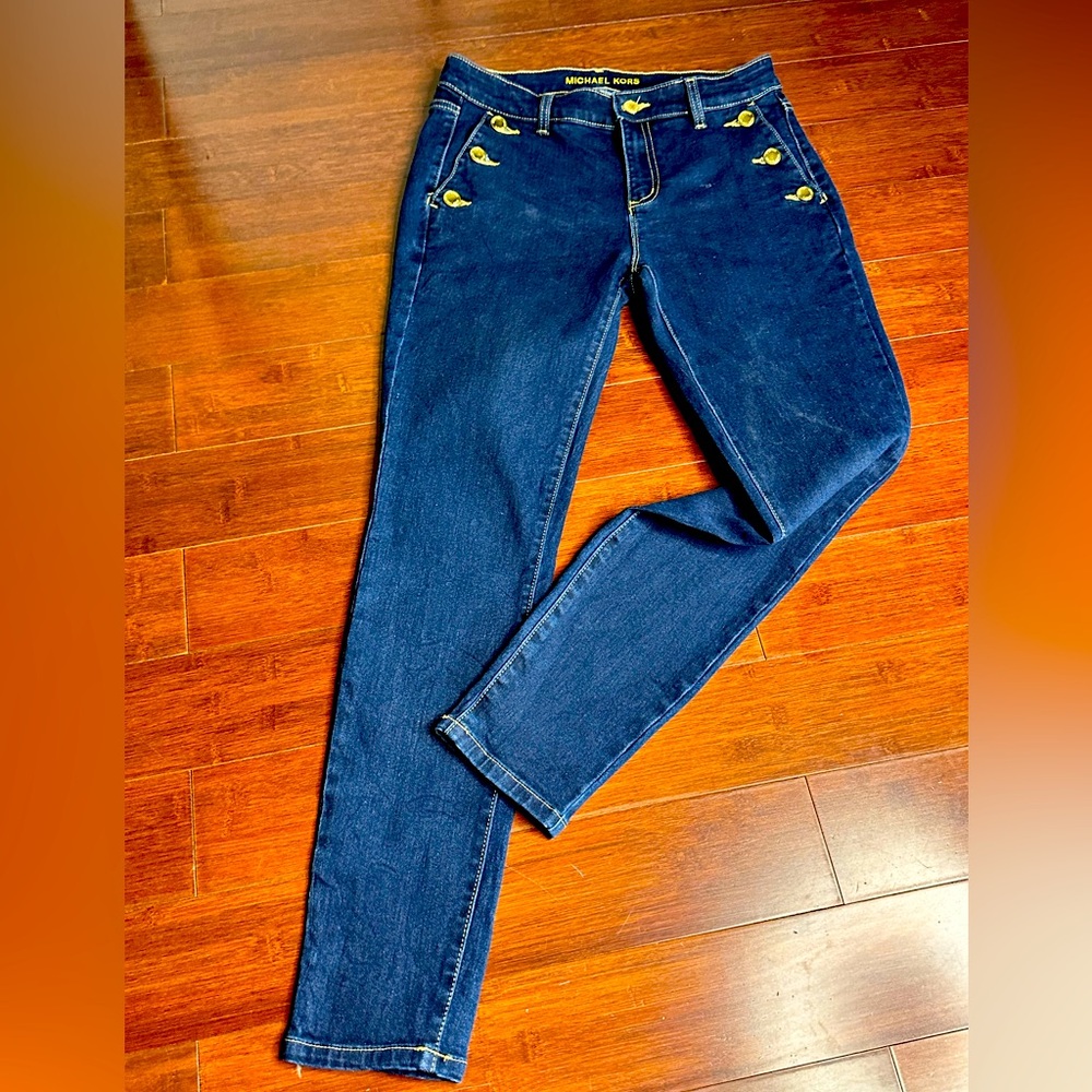 Michael Kors sailor jeans sz4 side gold buttons